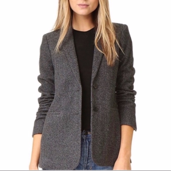 Vince Jackets & Blazers - Vince Herringbone Gray Black Wool Boyfriend Blazer Jacket